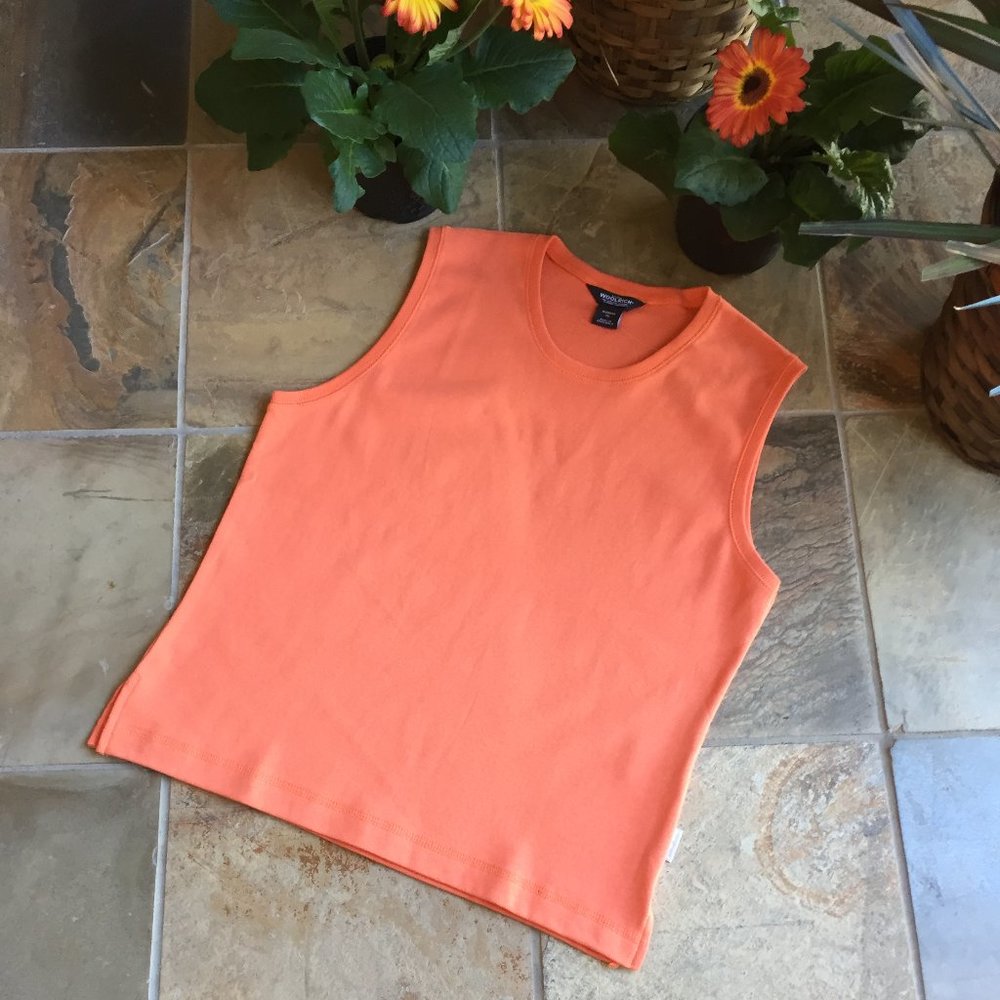 Woolrich Sleeveless Cotton Top in Orange NEW - Picture 2 of 8